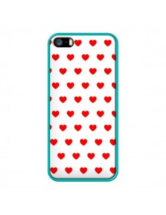Coque iPhone 5/5S et SE Coeurs Rouges Fond Blanc - Laetitia 2