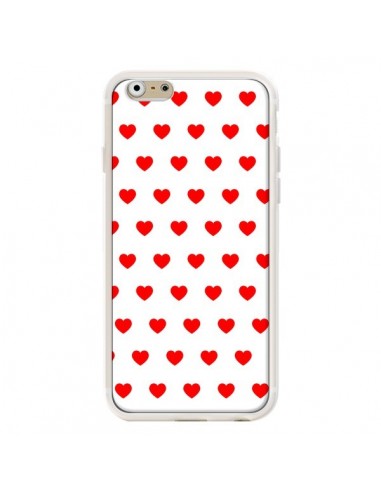 Coque iPhone 6 et 6S Coeurs Rouges Fond Blanc - Laetitia
