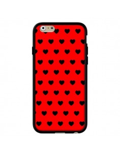 Coque iPhone 6 et 6S Coeurs Noirs Fond Rouge - Laetitia