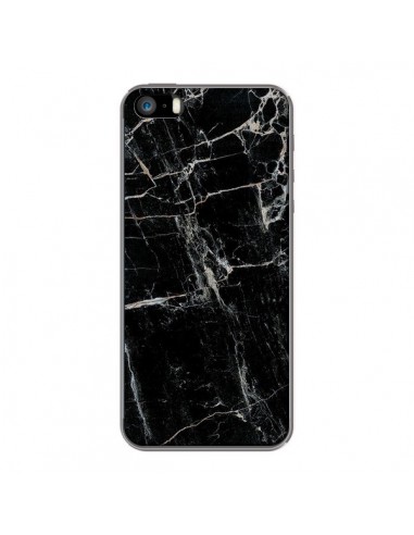 Coque iPhone 5/5S et SE Marbre Marble Noir Black - Laetitia