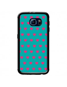 Coque Coeurs Roses Fond Bleu pour Samsung Galaxy S6 -...