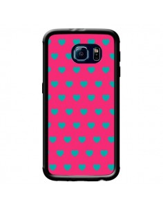 Coque Coeurs Bleus Fond Rose pour Samsung Galaxy S6 -...