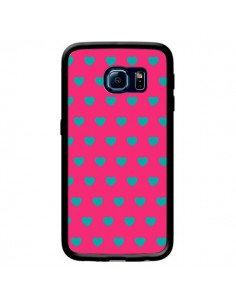 Coque Coeurs Bleus Fond Rose pour Samsung Galaxy S6 Edge...