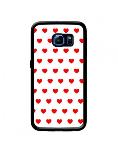 Coque Coeurs Rouges Fond Blanc pour Samsung Galaxy S6 Edge - Laetitia