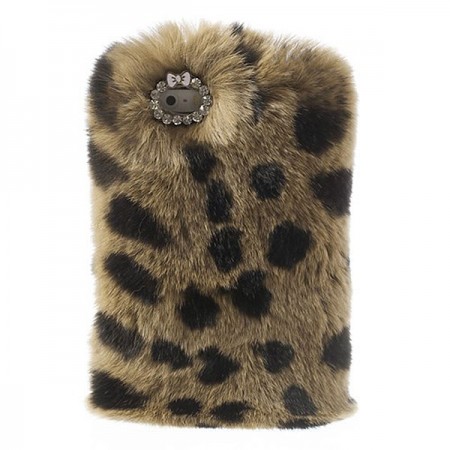 Coque en Fourrure Leopard Ultra Douce pour iPhone 5/5S