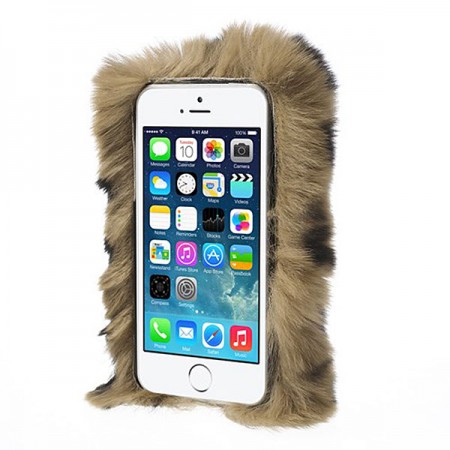 Coque en Fourrure Leopard Ultra Douce pour iPhone 5/5S
