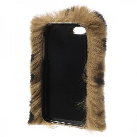 Coque en Fourrure Leopard Ultra Douce pour iPhone 5/5S