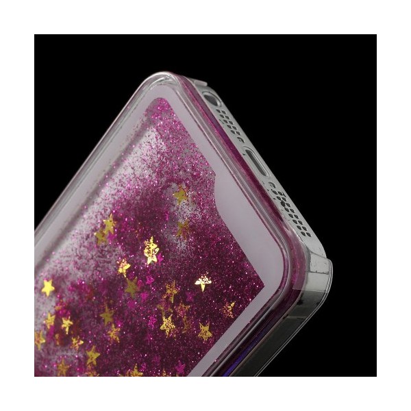 Coque Liquide avec Paillettes et Etoiles Rose pour iPhone 5/5S