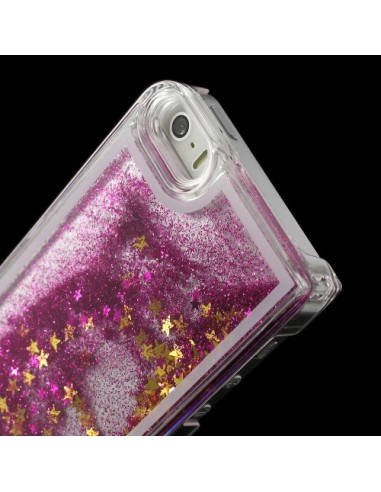 Coque Liquide avec Paillettes et Etoiles Rose pour iPhone 5/5S