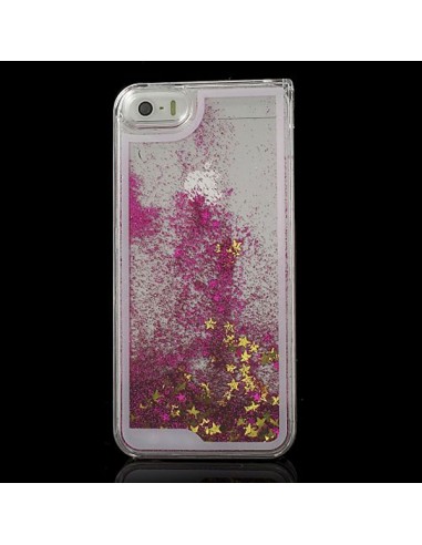 Coque Liquide avec Paillettes et Etoiles Rose pour iPhone 5/5S