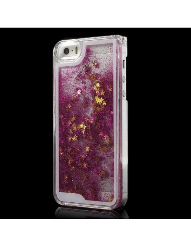 Coque Liquide avec Paillettes et Etoiles Rose pour iPhone 5/5S