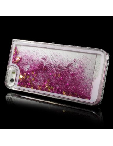 Coque Liquide avec Paillettes et Etoiles Rose pour iPhone 5/5S
