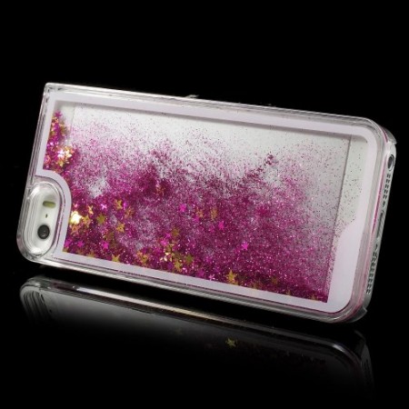Coque Liquide avec Paillettes et Etoiles Rose pour iPhone 5/5S Coque Liquide avec Paillettes et Etoiles Rose pour iPhone 5/5S