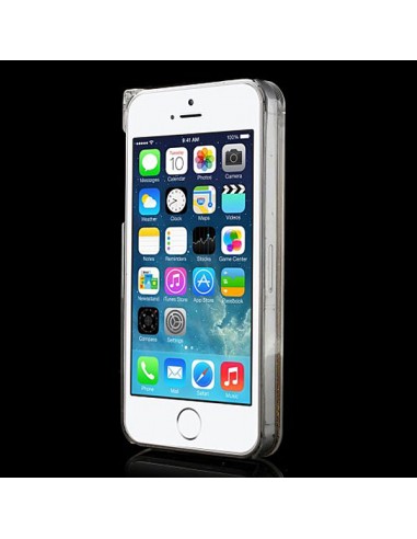 Coque Liquide avec Paillettes et Etoiles Doré pour iPhone 5/5S