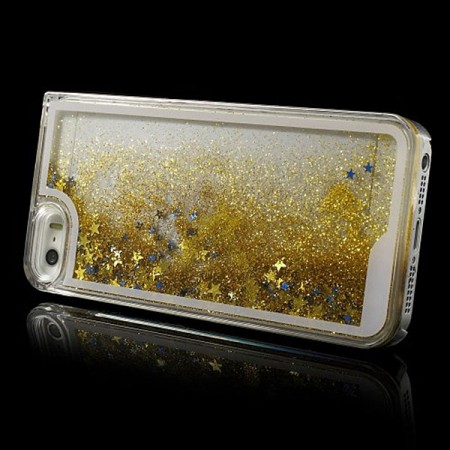 Coque Liquide avec Paillettes et Etoiles Doré pour iPhone 5/5S Coque Liquide avec Paillettes et Etoiles Doré pour iPhone 5/5S