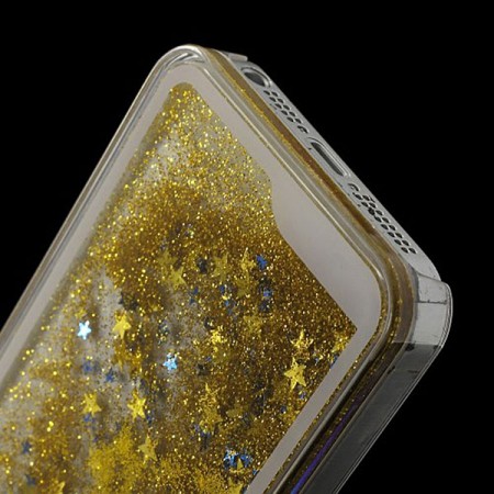 Coque Liquide avec Paillettes et Etoiles Doré pour iPhone 5/5S Coque Liquide avec Paillettes et Etoiles Doré pour iPhone 5/5S