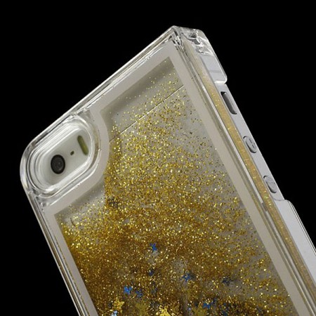 Coque Liquide avec Paillettes et Etoiles Doré pour iPhone 5/5S Coque Liquide avec Paillettes et Etoiles Doré pour iPhone 5/5S