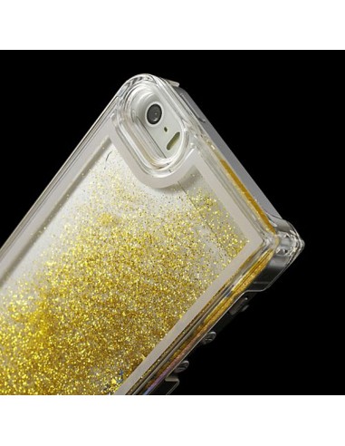 Coque Liquide avec Paillettes et Etoiles Doré pour iPhone 5/5S