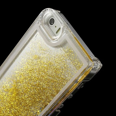 Coque Liquide avec Paillettes et Etoiles Doré pour iPhone 5/5S Coque Liquide avec Paillettes et Etoiles Doré pour iPhone 5/5S