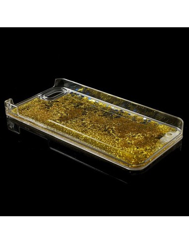 Coque Liquide avec Paillettes et Etoiles Doré pour iPhone 5/5S