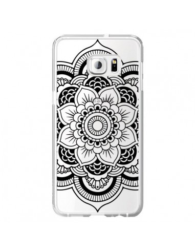 Coque Mandala Noir Azteque Transparente pour Samsung Galaxy S6 Edge Plus - Nico