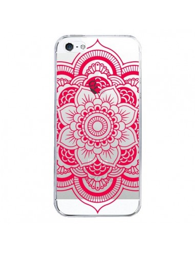 Coque iPhone 5/5S et SE Mandala Rose Fushia Azteque Transparente - Nico