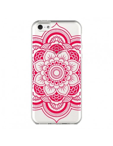 Coque iPhone 5C Mandala Rose Fushia Azteque Transparente - Nico