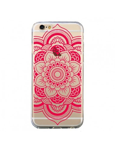 Coque iPhone 6 et 6S Mandala Rose Fushia Azteque Transparente - Nico