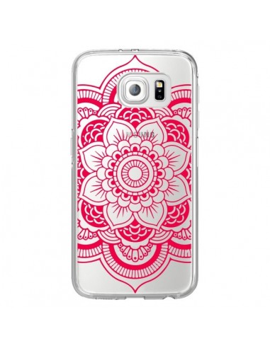 Coque Mandala Rose Fushia Azteque Transparente pour Samsung Galaxy S6 Edge - Nico