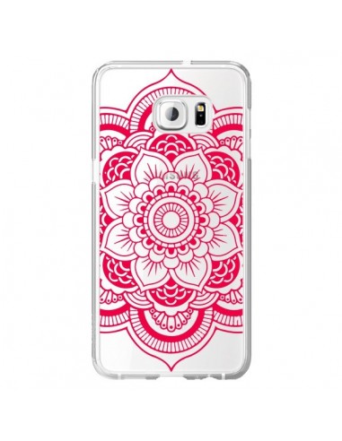 Coque Mandala Rose Fushia Azteque Transparente pour Samsung Galaxy S6 Edge Plus - Nico