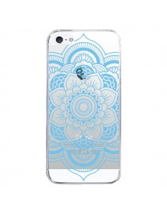 Coque iPhone 5/5S et SE Mandala Bleu Azteque Transparente...