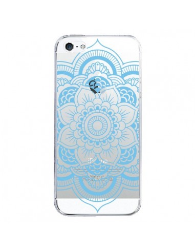 Coque iPhone 5/5S et SE Mandala Bleu Azteque Transparente - Nico