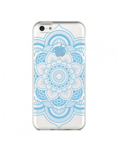 Coque iPhone 5C Mandala Bleu Azteque Transparente - Nico
