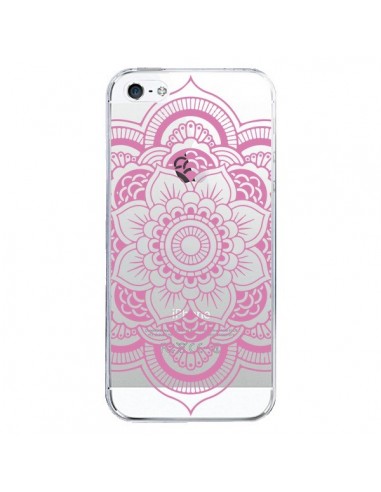 Coque iPhone 5/5S et SE Mandala Rose Clair Azteque Transparente - Nico