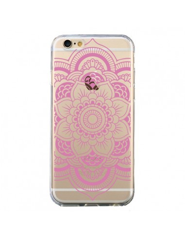 Coque iPhone 6 et 6S Mandala Rose Clair Azteque Transparente - Nico