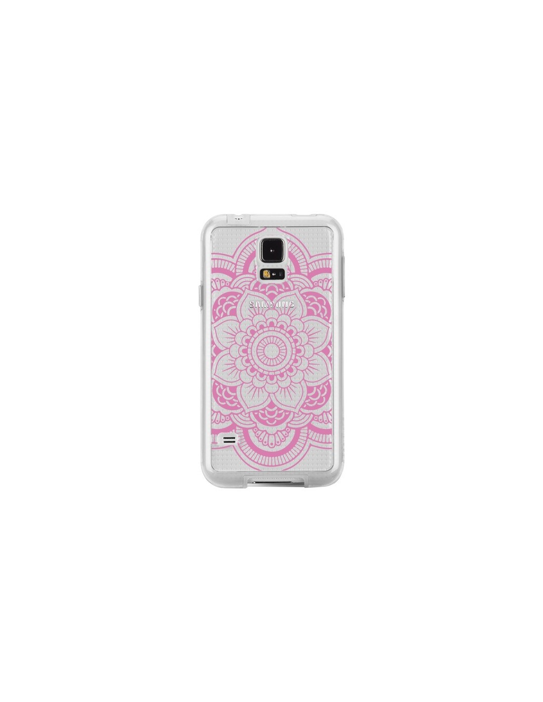 Coque Mandala Rose Clair Azteque Transparente pour Samsung Galaxy S5 - Nico