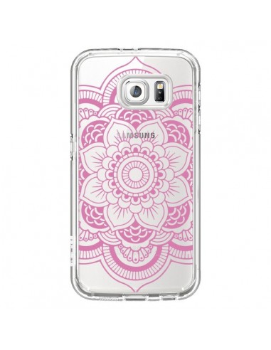 Coque Mandala Rose Clair Azteque Transparente pour Samsung Galaxy S6 - Nico