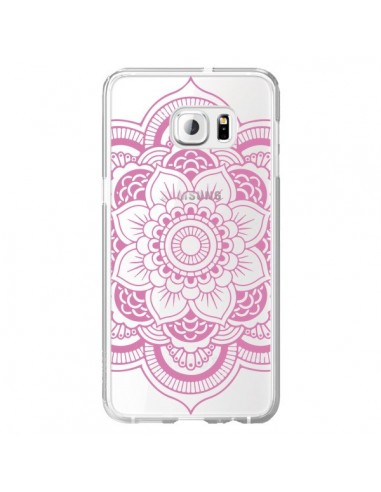 Coque Mandala Rose Clair Azteque Transparente pour Samsung Galaxy S6 Edge Plus - Nico