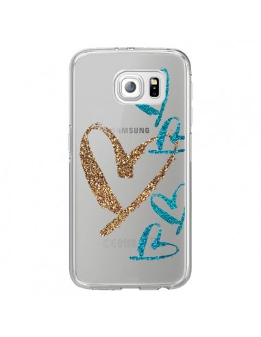 Coque Coeurs Heart Love Amour Transparente pour Samsung Galaxy S6 Edge - Sylvia Cook
