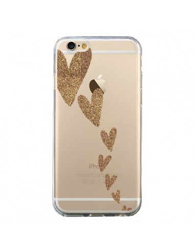 Coque iPhone 6 et 6S Coeur Falling Gold Hearts Transparente - Sylvia Cook