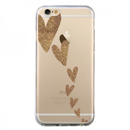 Coque iPhone 6 et 6S Coeur Falling Gold Hearts Transparente - Sylvia Cook
