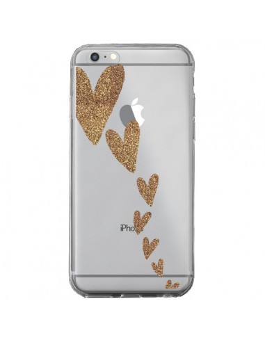 Coque iPhone 6 Plus et 6S Plus Coeur Falling Gold Hearts Transparente - Sylvia Cook