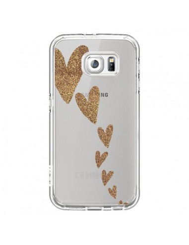 Coque Coeur Falling Gold Hearts Transparente pour Samsung Galaxy S6 - Sylvia Cook