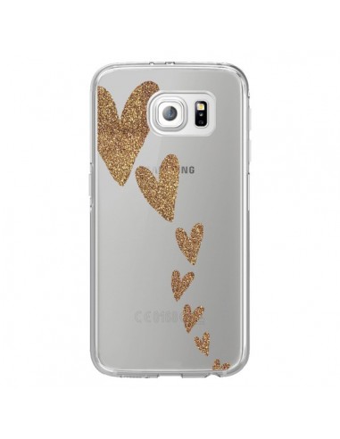 Coque Coeur Falling Gold Hearts Transparente pour Samsung Galaxy S6 Edge - Sylvia Cook