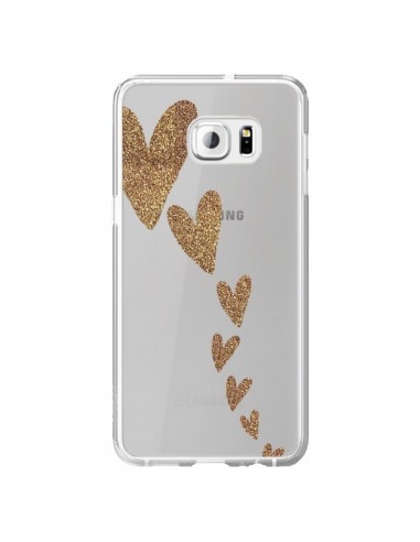 Coque Coeur Falling Gold Hearts Transparente pour Samsung Galaxy S6 Edge Plus - Sylvia Cook