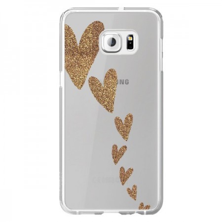 Coque Coeur Falling Gold Hearts Transparente pour Samsung Galaxy S6 Edge Plus - Sylvia Cook