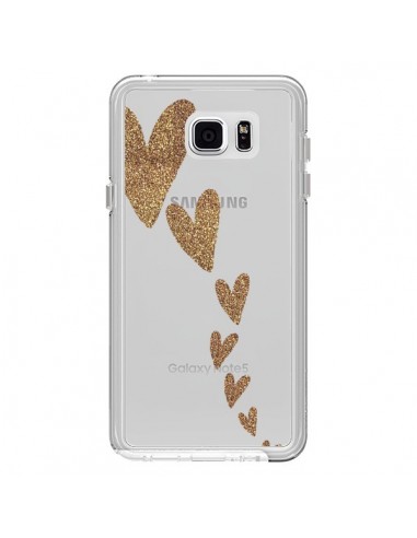 Coque Coeur Falling Gold Hearts Transparente pour Samsung Galaxy Note 5 - Sylvia Cook