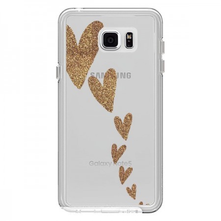 Coque Coeur Falling Gold Hearts Transparente pour Samsung Galaxy Note 5 - Sylvia Cook