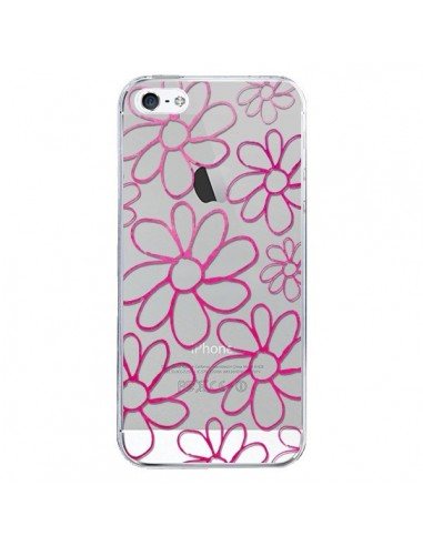 Coque iPhone 5/5S et SE Flower Garden Pink Fleur Transparente - Sylvia Cook