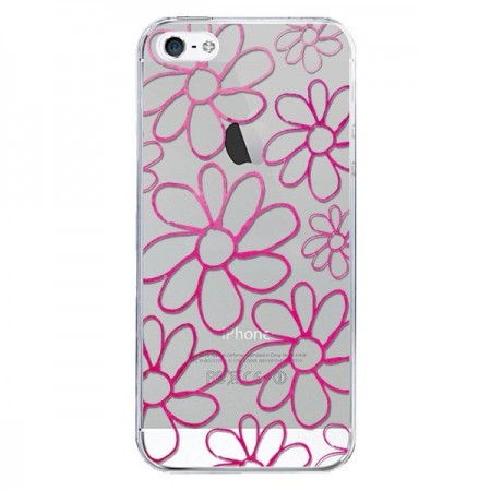 Coque iPhone 5/5S et SE Flower Garden Pink Fleur Transparente - Sylvia Cook